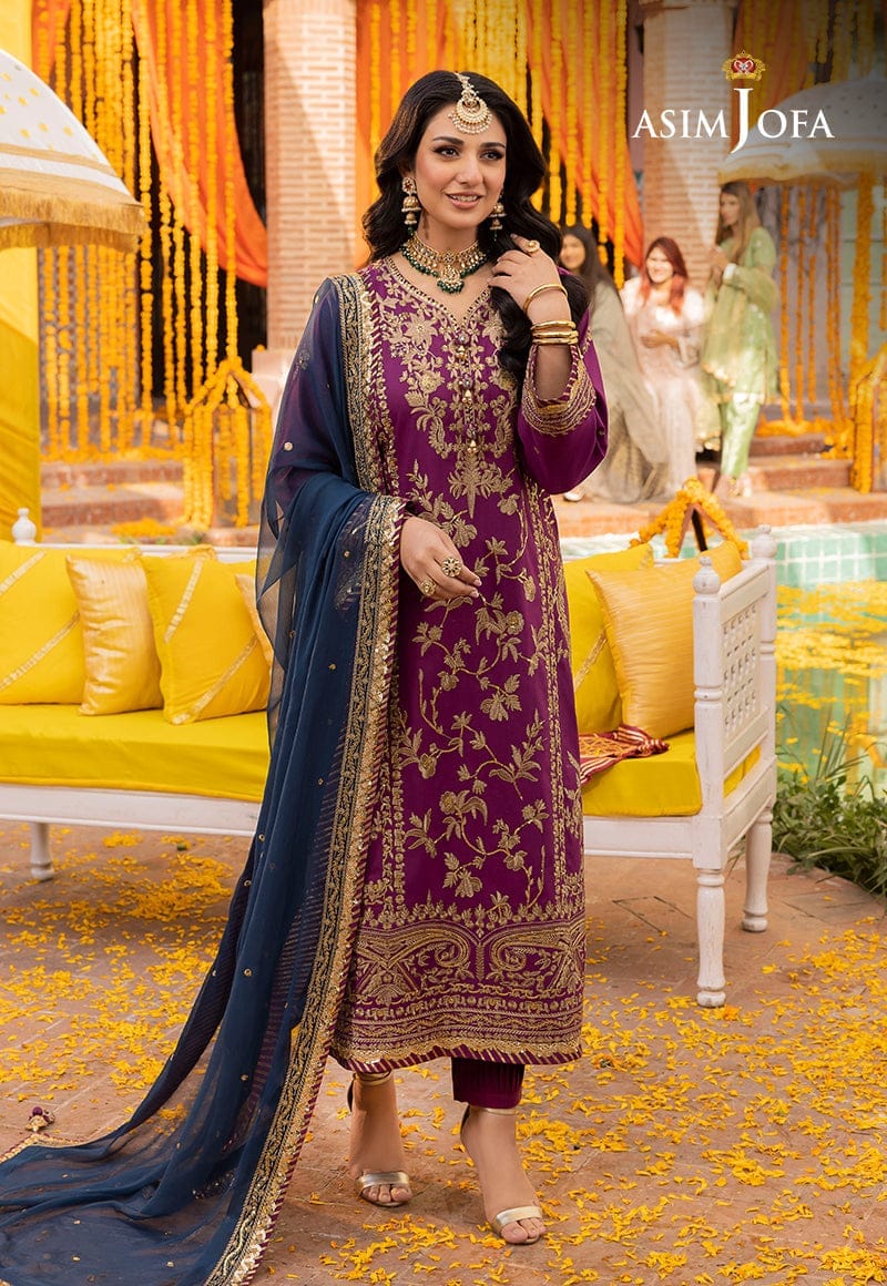 Asim Jofa Magenta Formal Collection Hand Work Chiffon Dress SC 1023 Asim Jofa Magenta Formal Collection Hand Work Chiffon Dress SC 1023