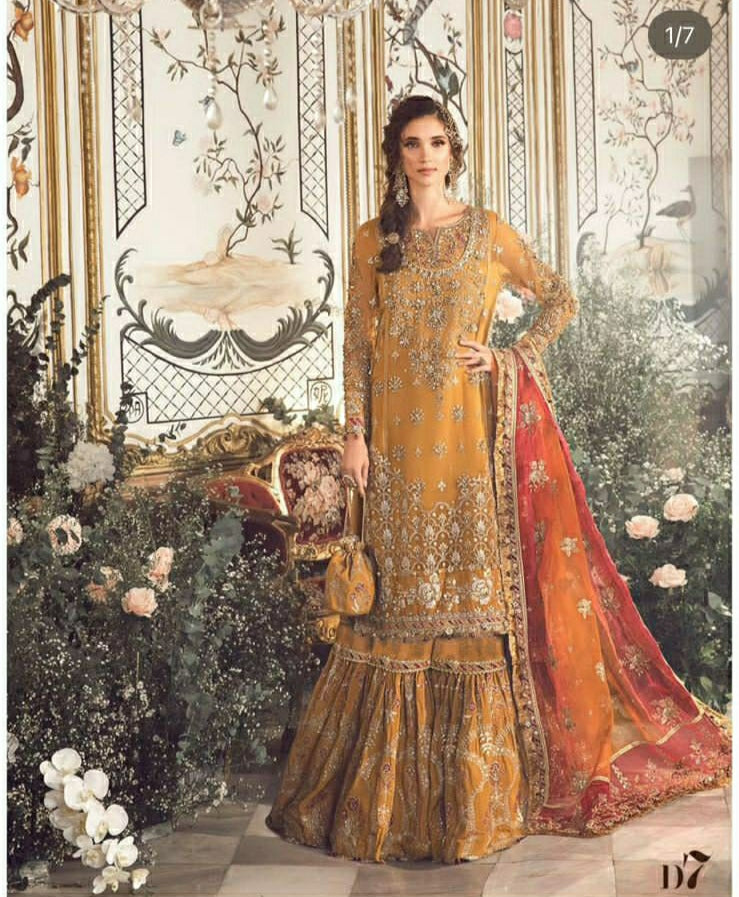 MARIA B WEDDING COLLECTION YELLOW CHIFFON DRESS SC 1196 Shisscollection MARIA B WEDDING COLLECTION YELLOW CHIFFON DRESS SC 1196 Shisscollection