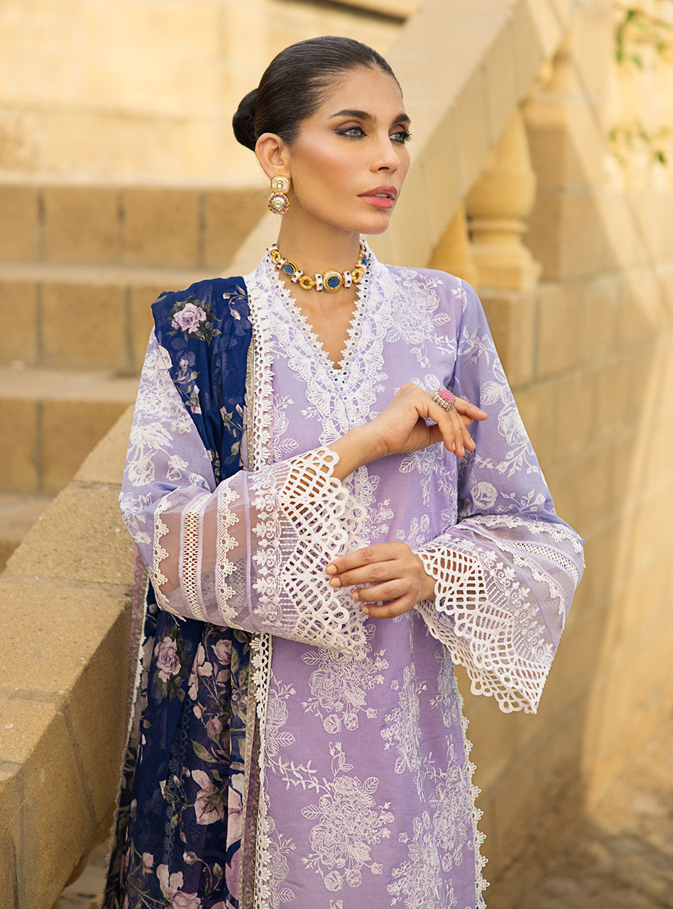 Zainab Chottani Chikankari Lawn Embroidery Dress Purple SC 1241