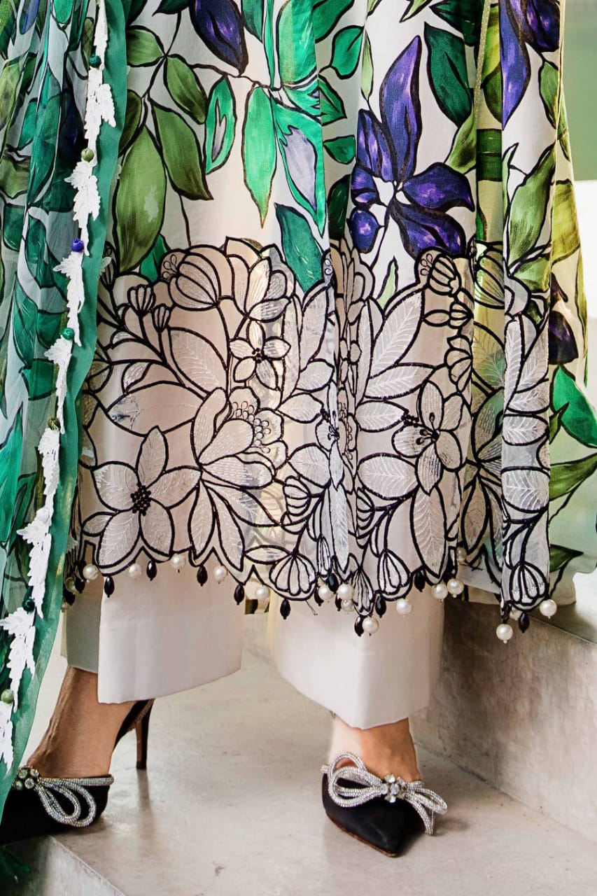 Maria B Lawn Printed Embroidery Dress 3pc Unstitched 5-A SC-1298