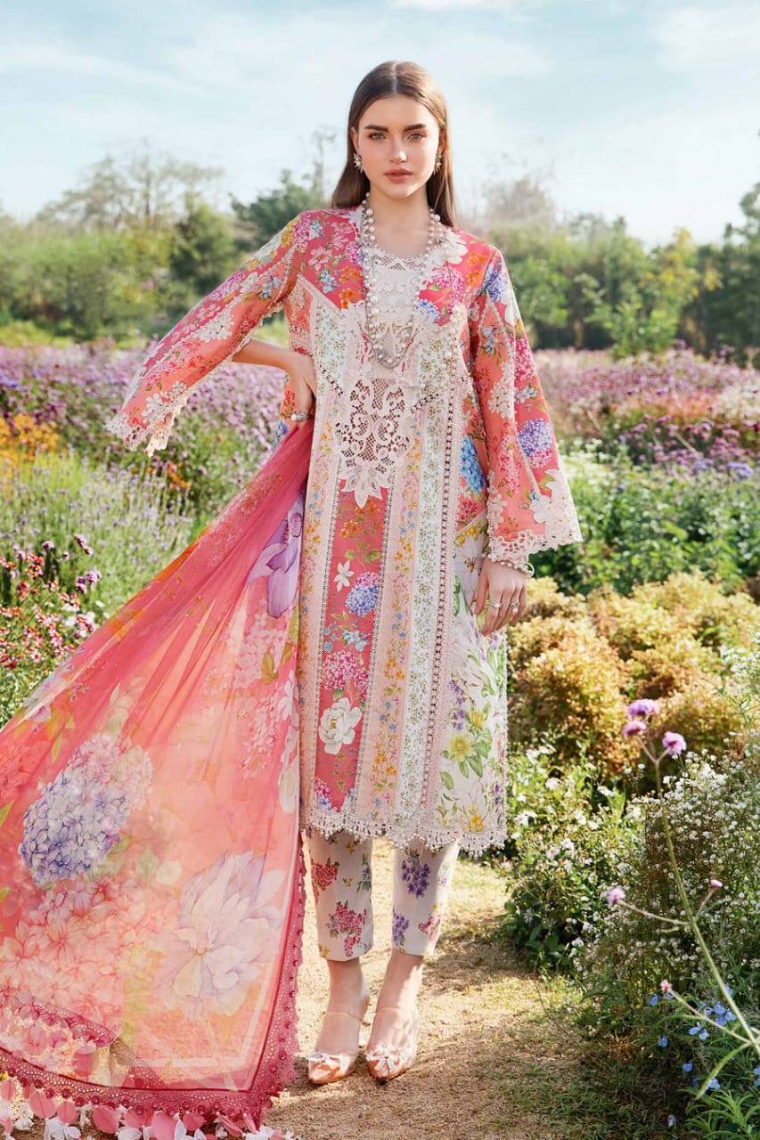 Maria B 2509 B Pink Multi New Arrival Lawn Emb 3pc Unstitched SC-1315