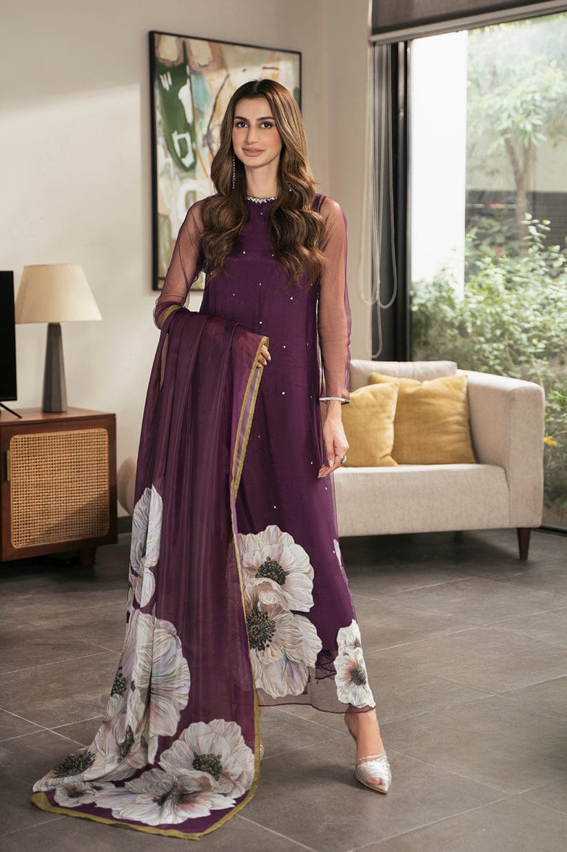 LULUSAR SILK PURPLE HANDWORK DRESS SC 1111