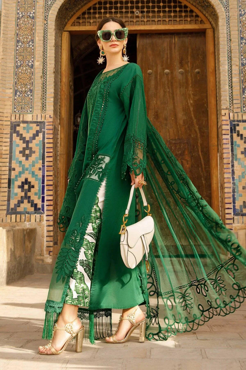 MARIA B GREEN EMBROIDERED CHIKANKARI COLLECTION SC 1157