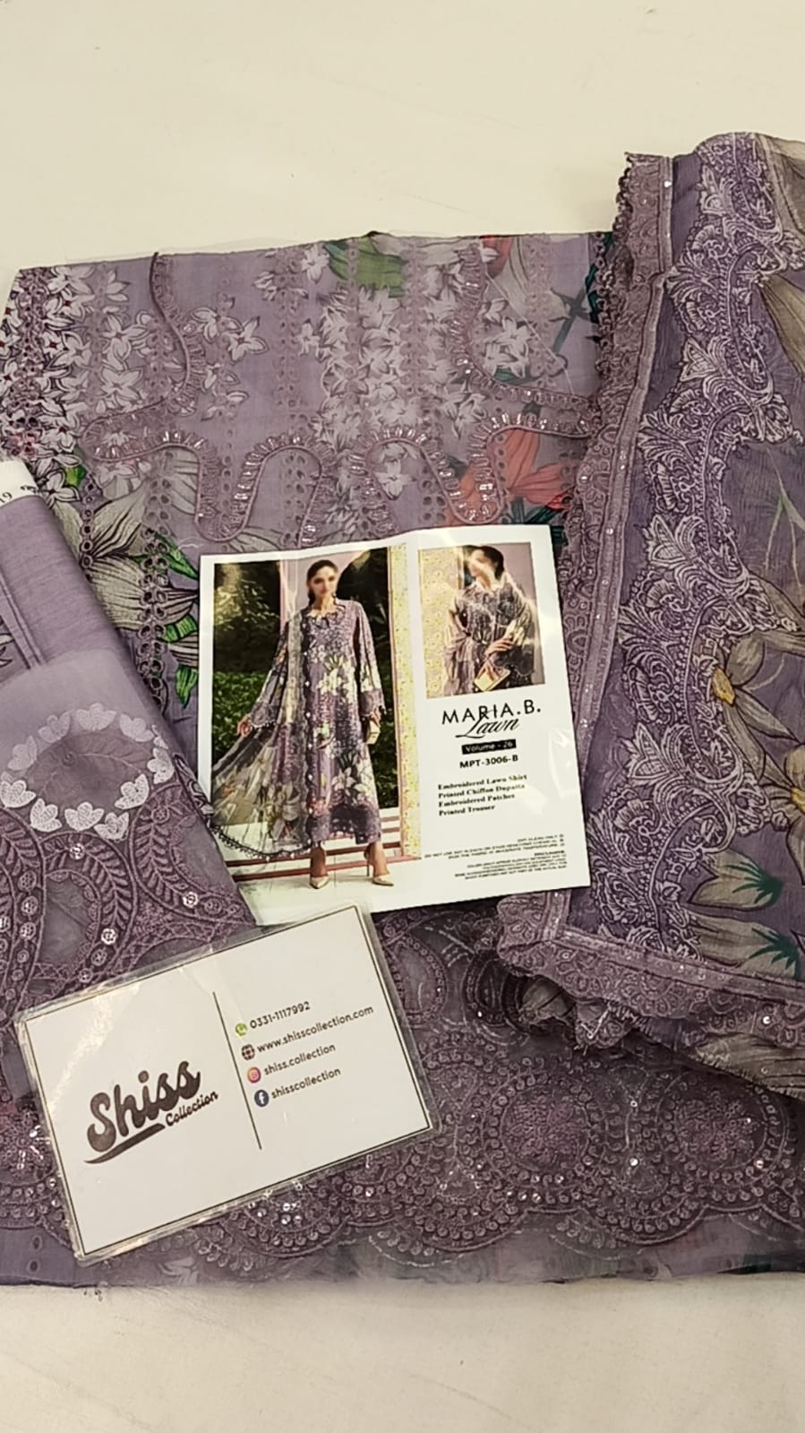 Maria B 6=B Purple Printed Lawn Summer'26 Embroidered 3Piece Unstitched