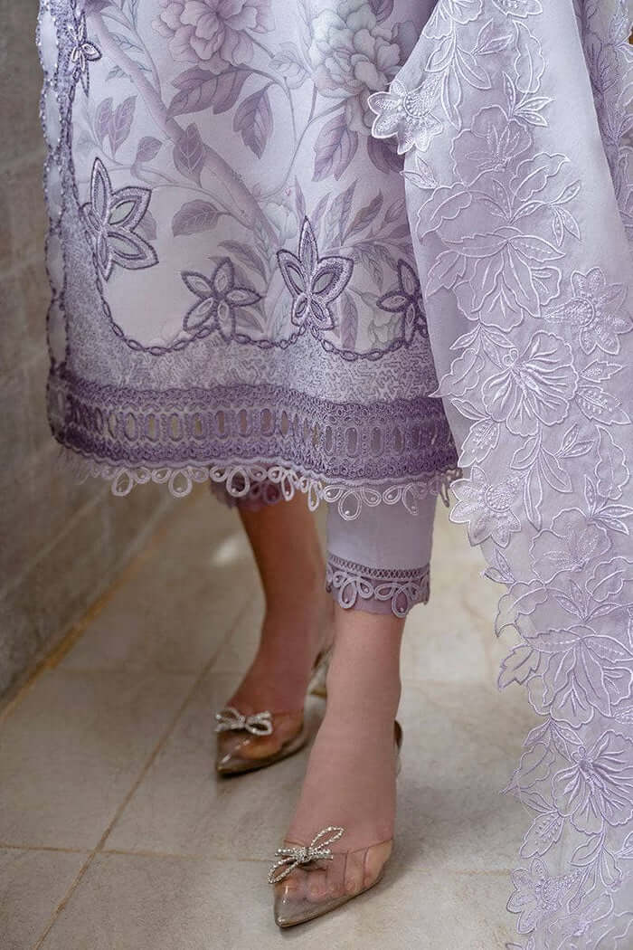 Mushq Lilac Pure Lawn Print Embroidery Dress 3pc SC 1210