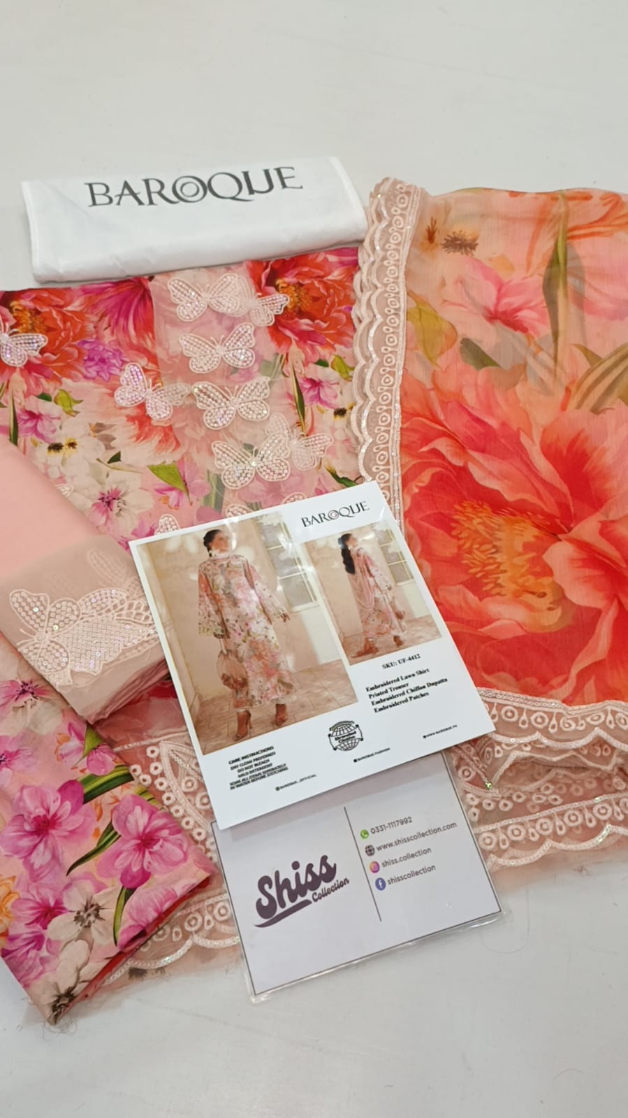 Baroque UF-4412 Multi Luxury Lawn Printed Embroidery 3 picec Unstitched