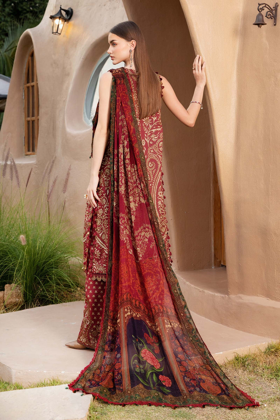 M.B Maroon Printed Lawn Embroidery New Arrival 3pc Unstitched SC-1258