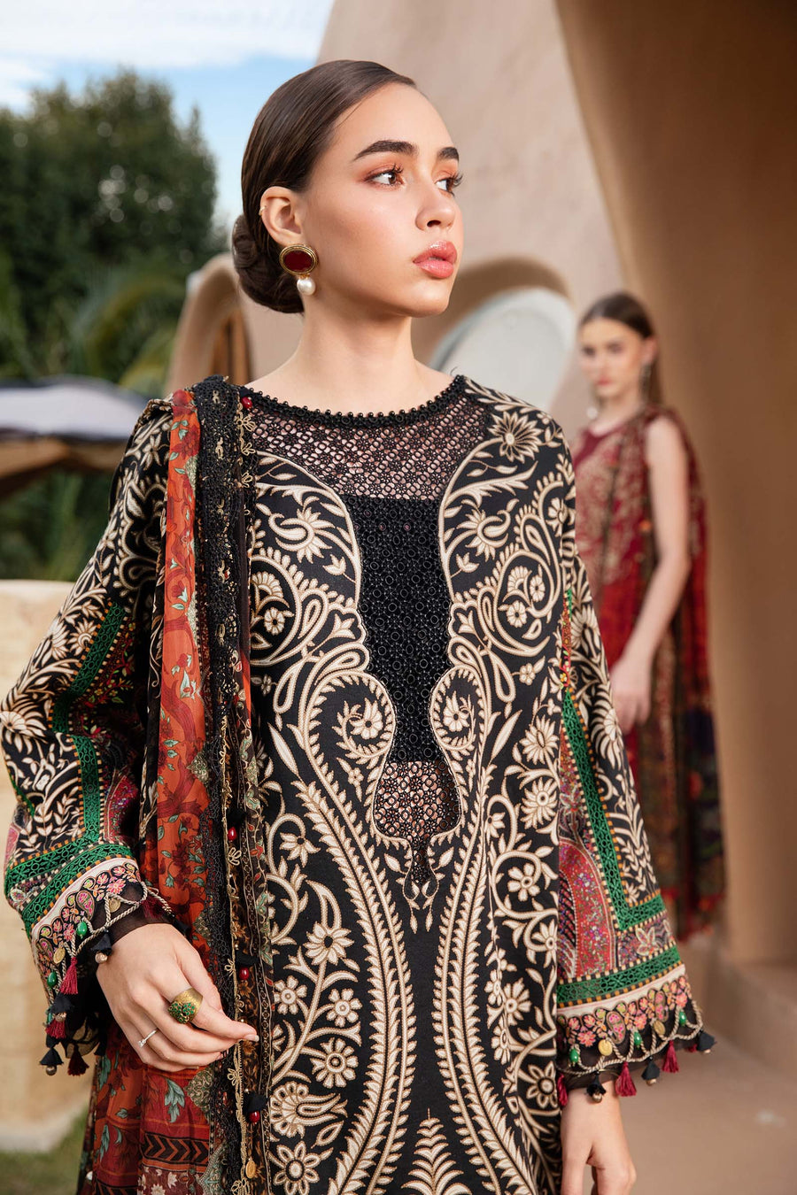 M.B Black Printed Lawn Embroidery New Arrival 3pc Unstitched SC-1259