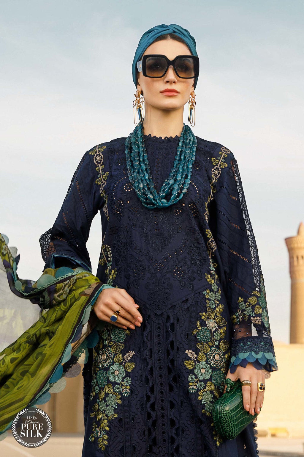 Maria b Chikankari Lawn Embroidery Dress Blue SC 1142