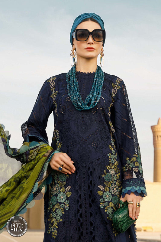 Maria b Chikankari Lawn Embroidery Dress Blue