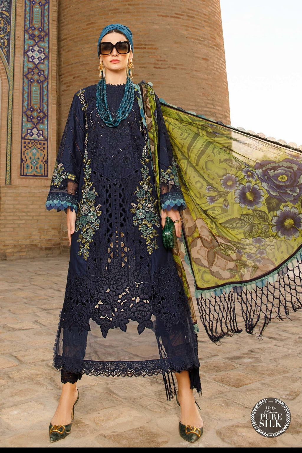 Maria b Chikankari Lawn Embroidery Dress Blue SC 1142