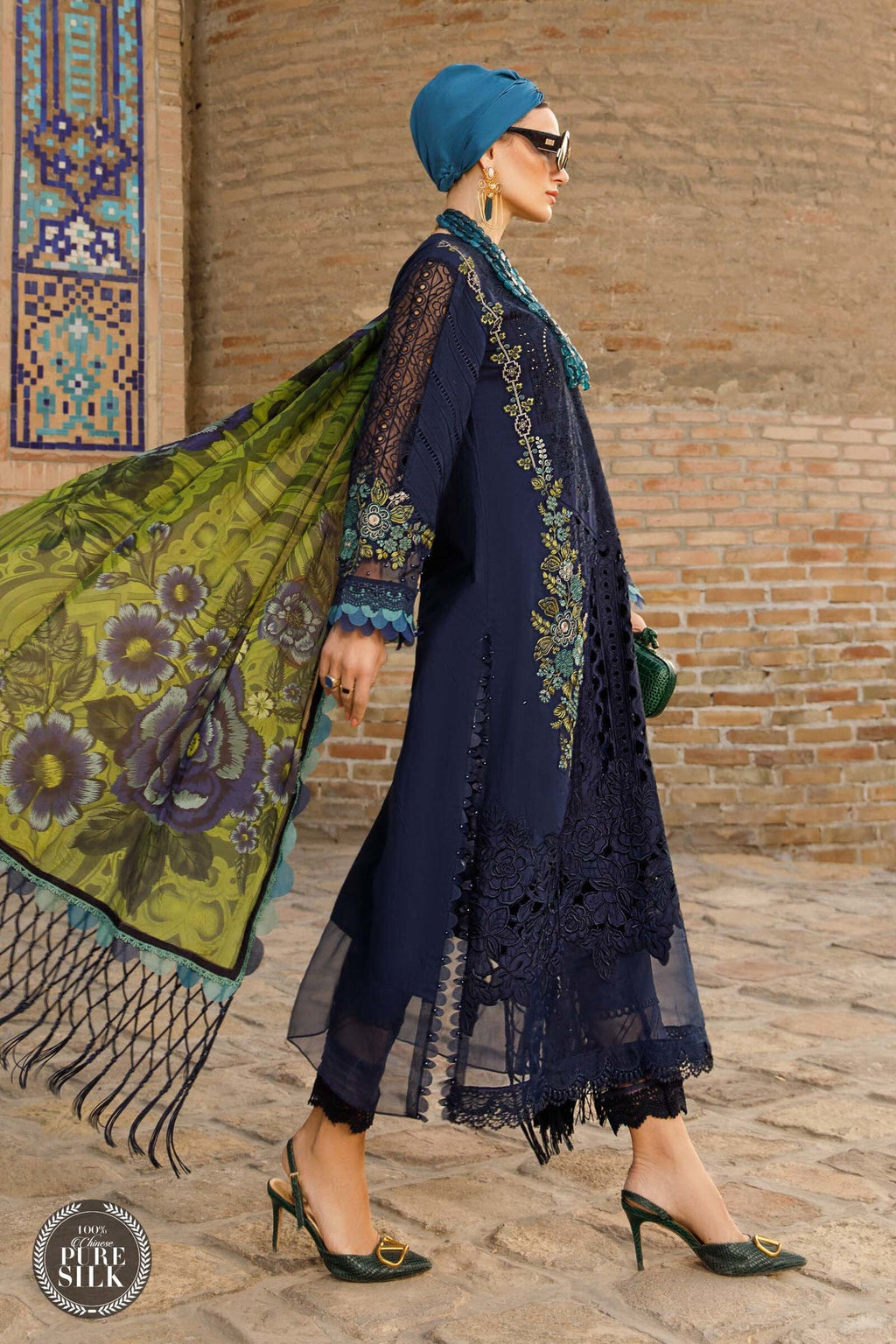 Maria b Chikankari Lawn Embroidery Dress Blue SC 1142
