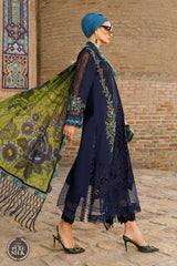 Maria b Chikankari Lawn Embroidery Dress Blue