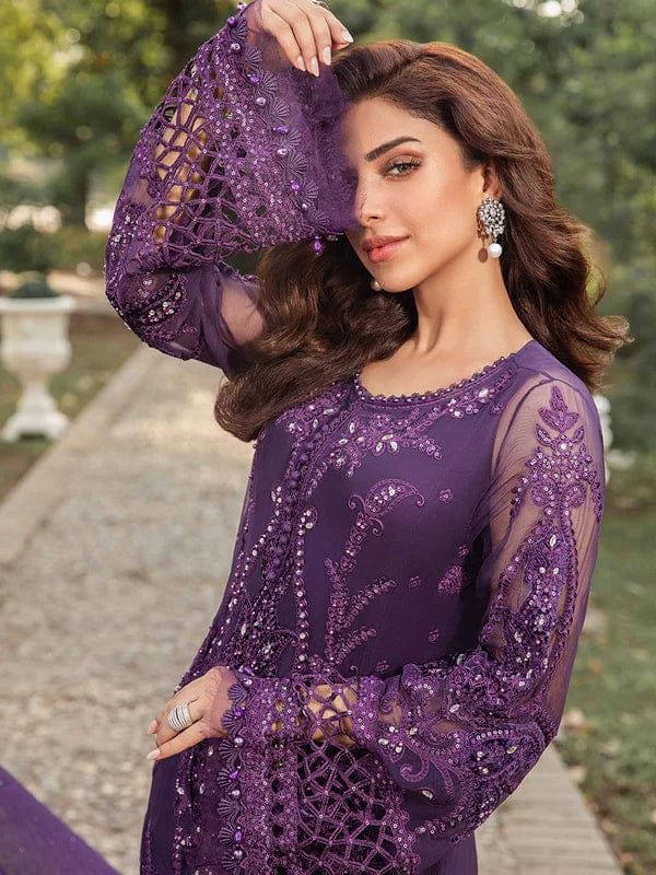 Maria B Purple New Arrival Chiffon Hand Work Formal Collection SC 1181