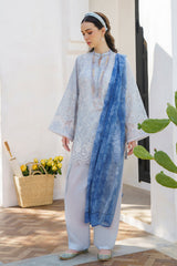 Baroque Gray Blue Embroidery Pure Lawn Chikankari Collection