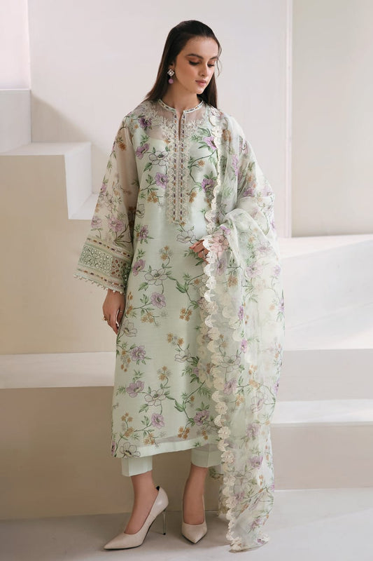 Baroque Green 02 flower Pure Lawn Embroidery Dress New Arrival