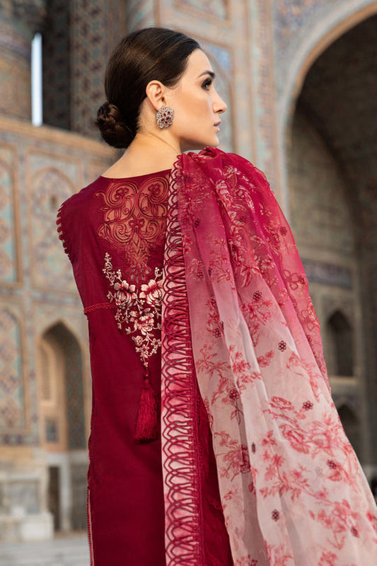 Maria B Voyage Chikankari Maroon Lawn Dress