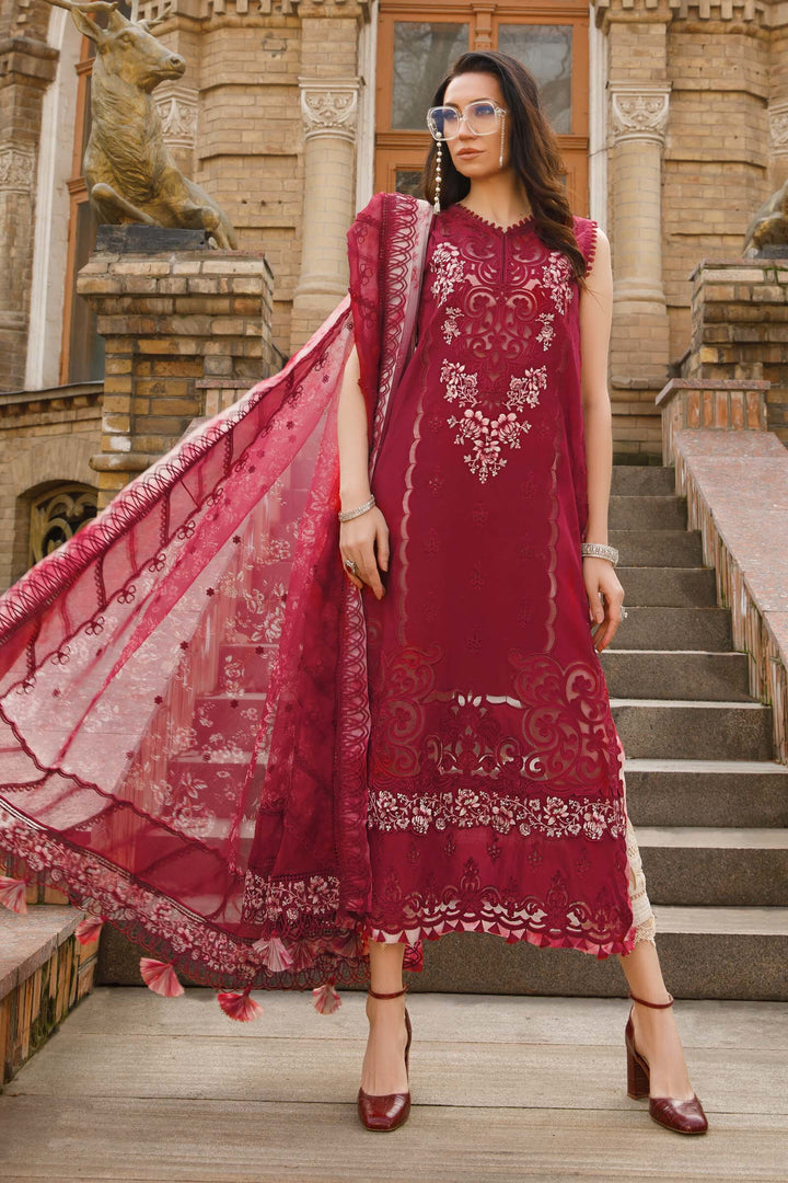 Maria B Voyage Chikankari Maroon Luxury Lawn Embroidery Dress 3pc SC 1194