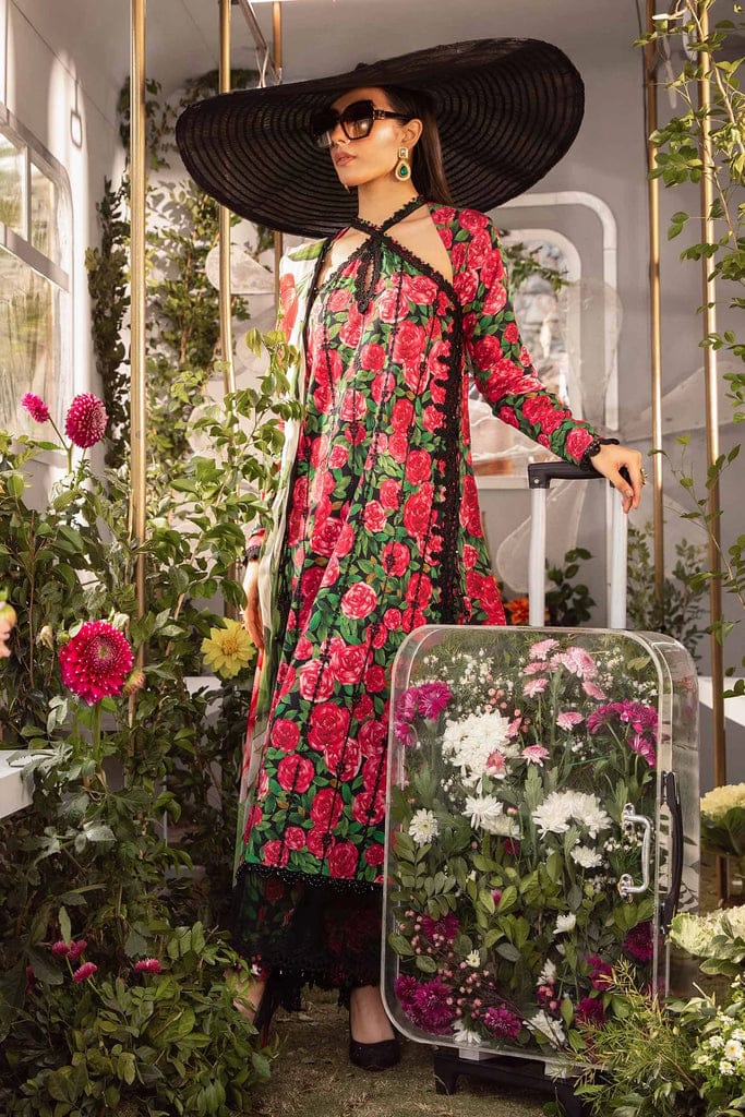 Maria B Roos Red Pure Lawn Embroidery Dress 3pc SC 1186