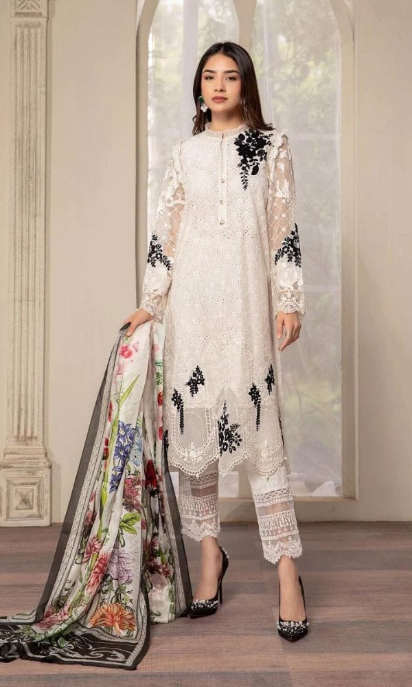 MARIA B SKIN PURE LAWN CHIKANKARI SHIFFLE SC 1191