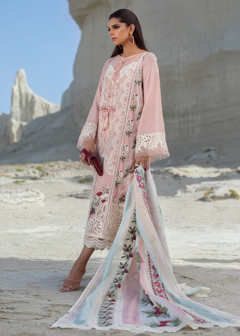 CRIMSON T PINK LUXURY LAWN CHIKKANKARI SC 1071