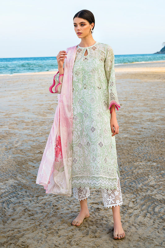 Baroque Light Green Embroidery Pure Lawn Chikankari Collection