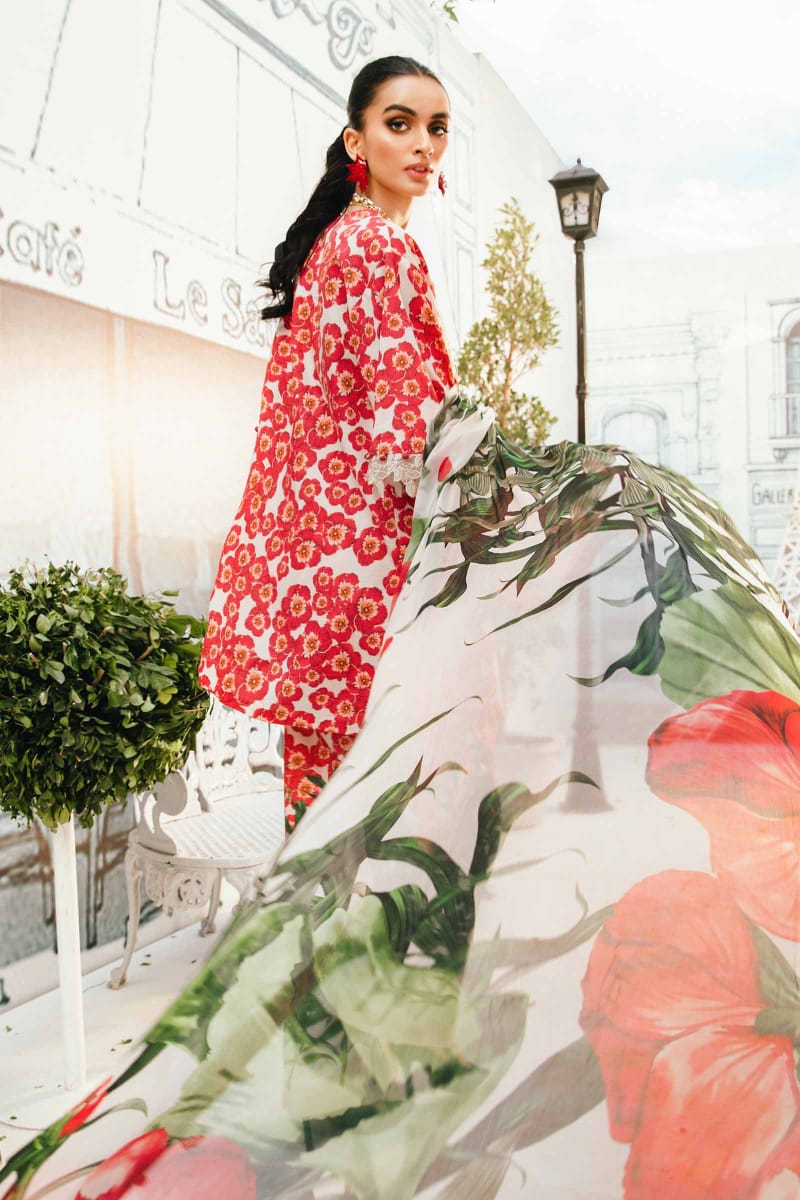 Maria B 2606-B Red New Arrival Lawn Emb 3pc Unstitched SC-1312