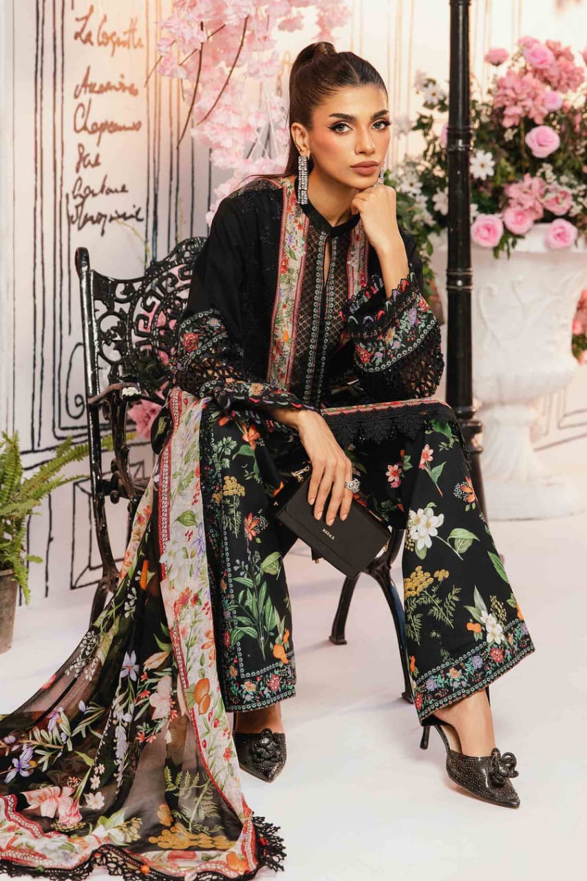 Maria B 2610-B Black New Arrival Lawn Emb 3pc Unstitched SC-1310