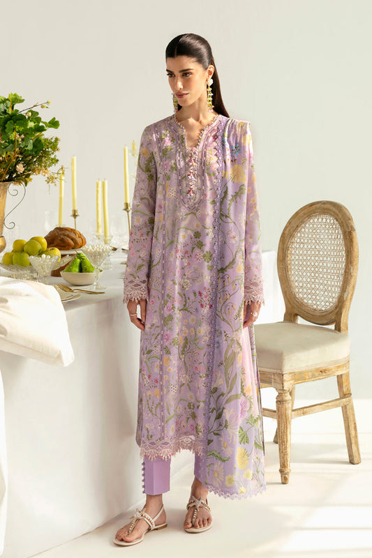 Qalamkar Purple Lawn Emb 3pc Unstitched Duptta Emb