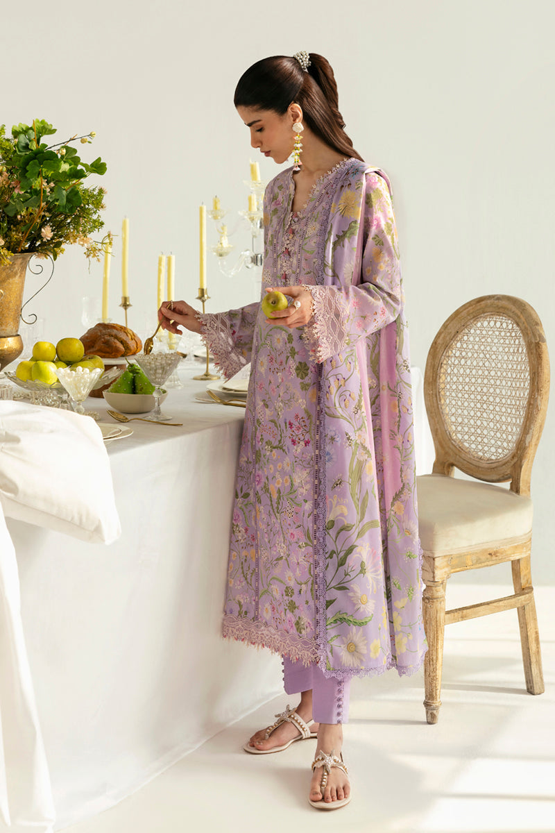 Qalamkar Purple Lawn Emb 3pc Unstitched Duptta Emb SC-1288
