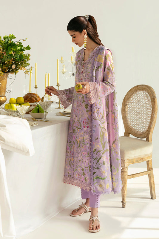 Qalamkar Purple Lawn Emb 3pc Unstitched Duptta Emb