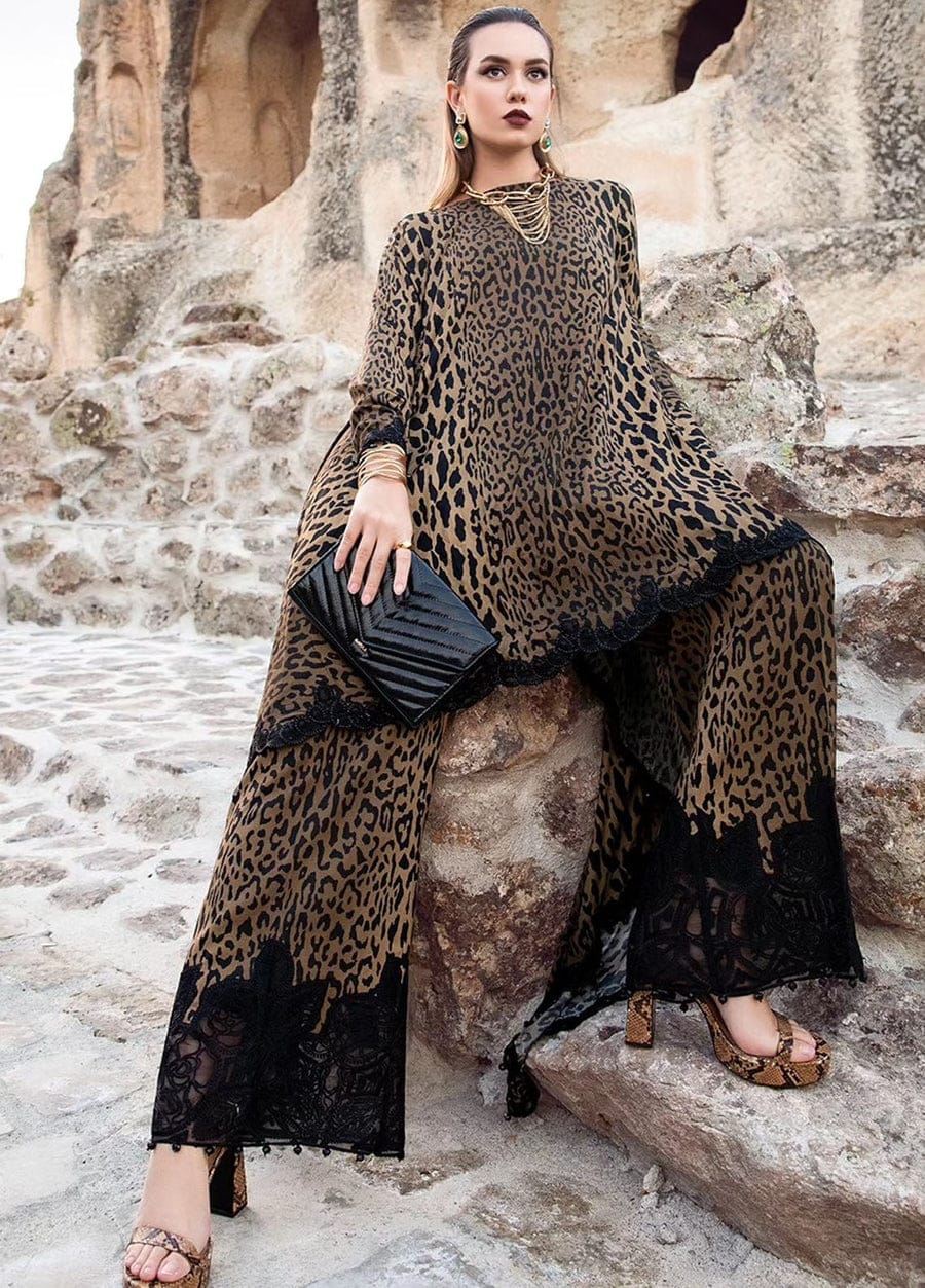 Maria B Chita Print Gold Pure Lawn Embroidery Dress SC 1143