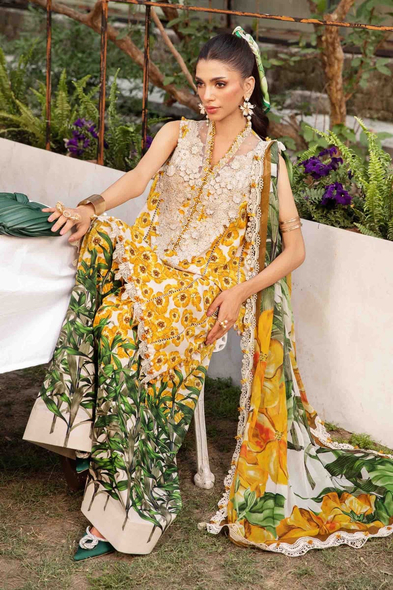 Maria B 2606-A Yellow New Arrival Lawn Emb 3pc Unstitched SC-1311