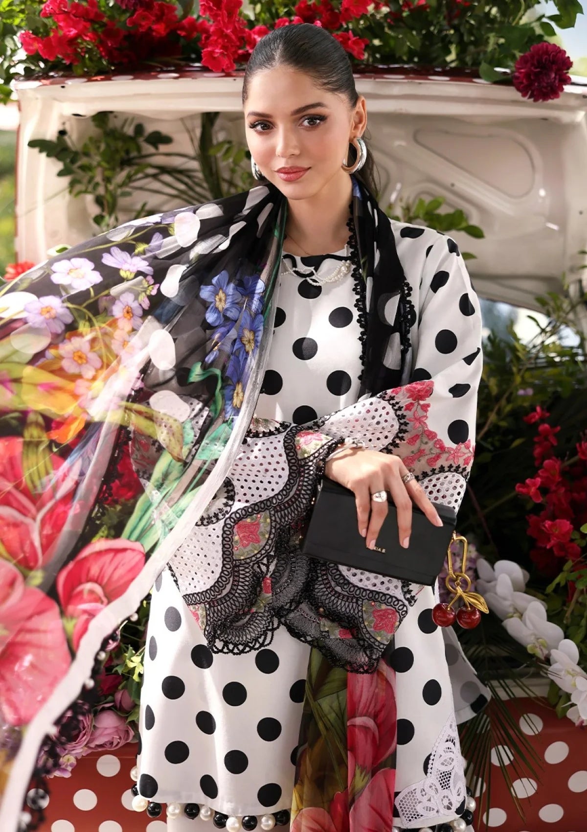 Maria B 8=A White Full Printed Lawn Summer'26 Embroidered 3Piece Unstitched