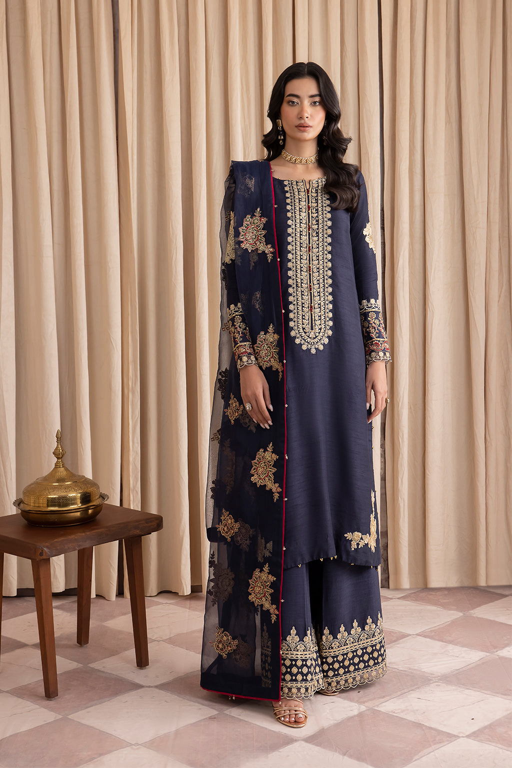 IZNIK BLUE CHIFFON DRESS SC 1091