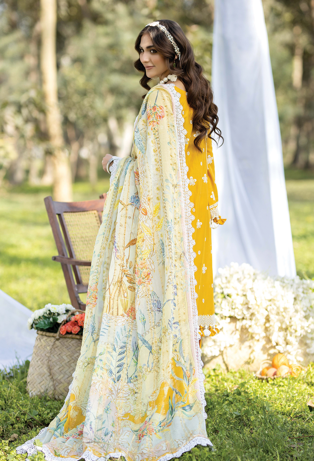 Adan Libas Yellow Chikankari Dress 3pc Luxury Collection SC 1003