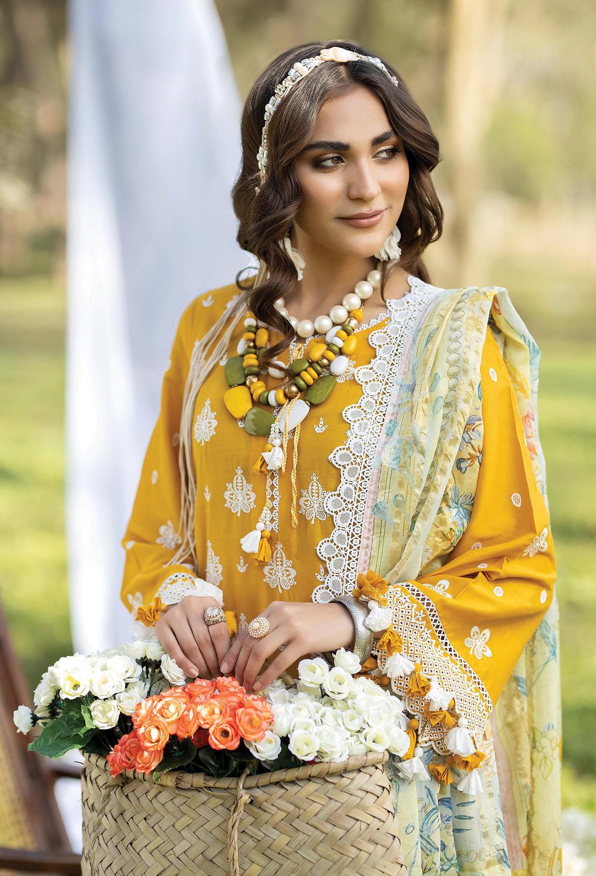 Adan Libas Yellow Chikankari Dress 3pc Luxury Collection SC 1003