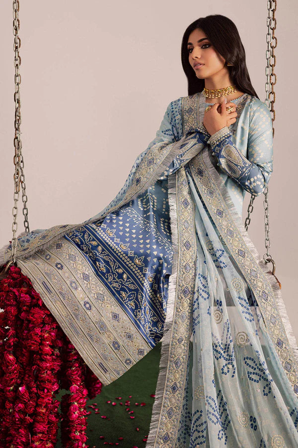 Nureh Blue Chundri Print Latest Lawn Embroidery 3piece Unstitched