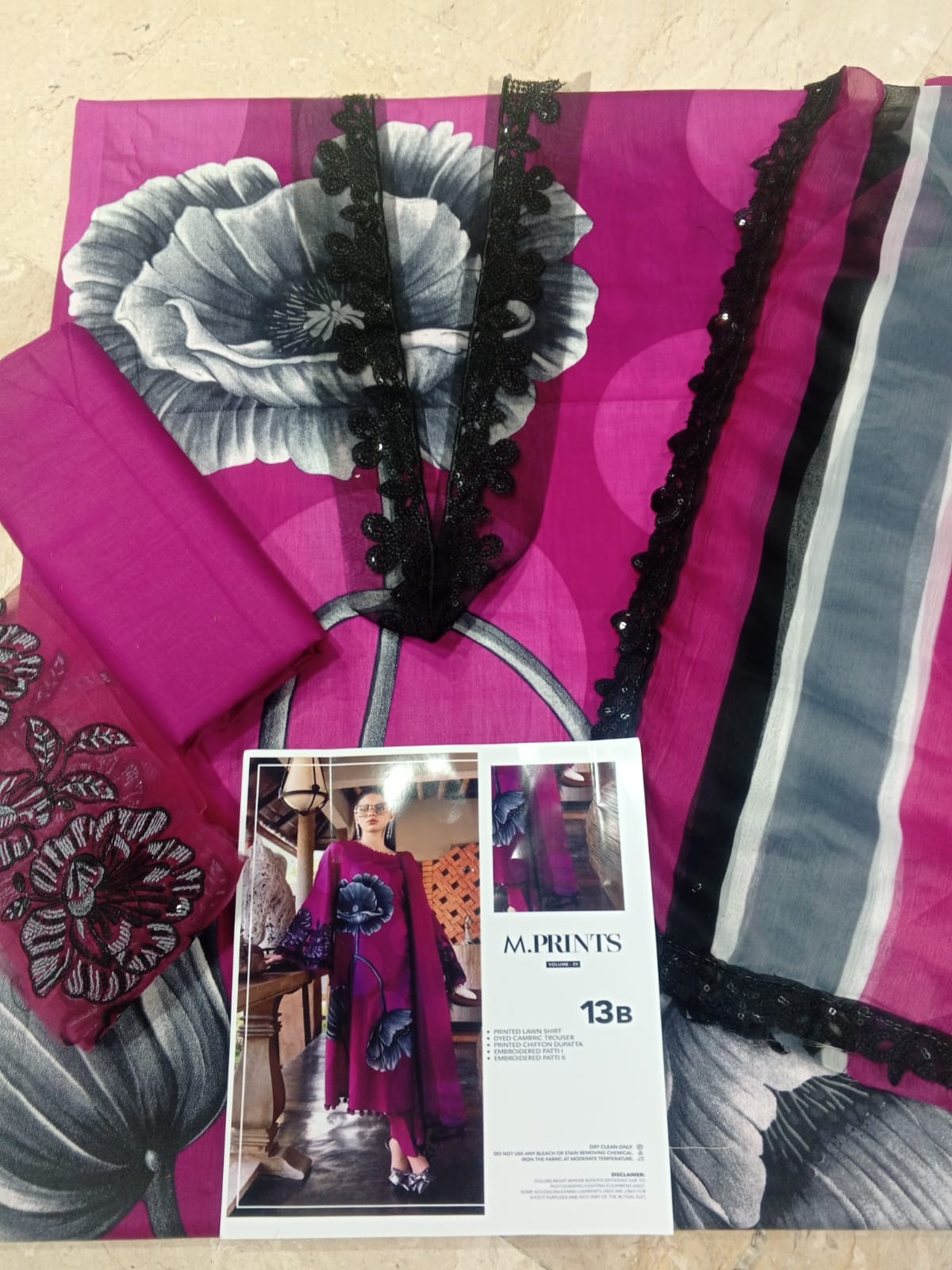 Maria B.Mprint Pink Lawn Summer'26 Embroidered 3Piece Unstitched