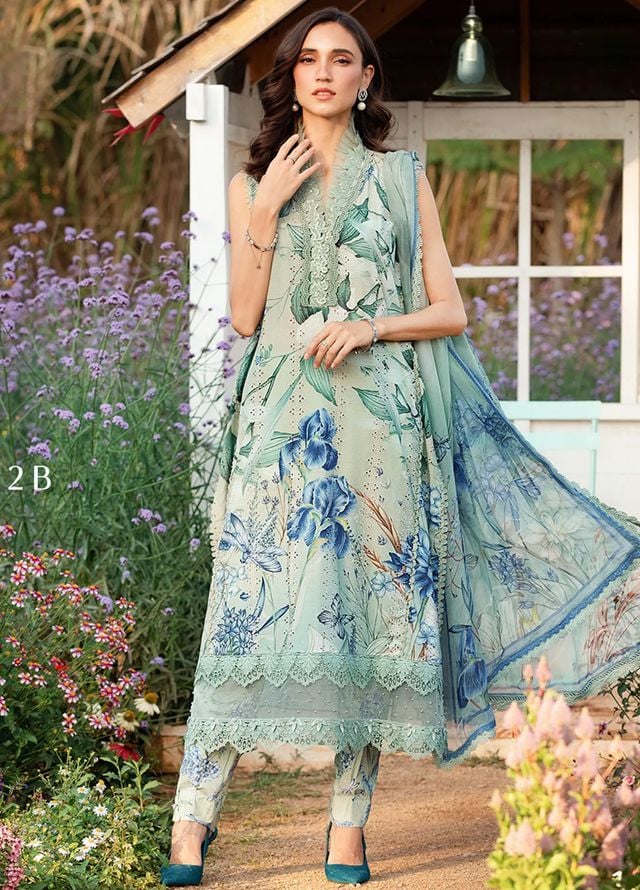 Maria B Light Green Lawn Embroidery 3pc Unstitched SC-1285