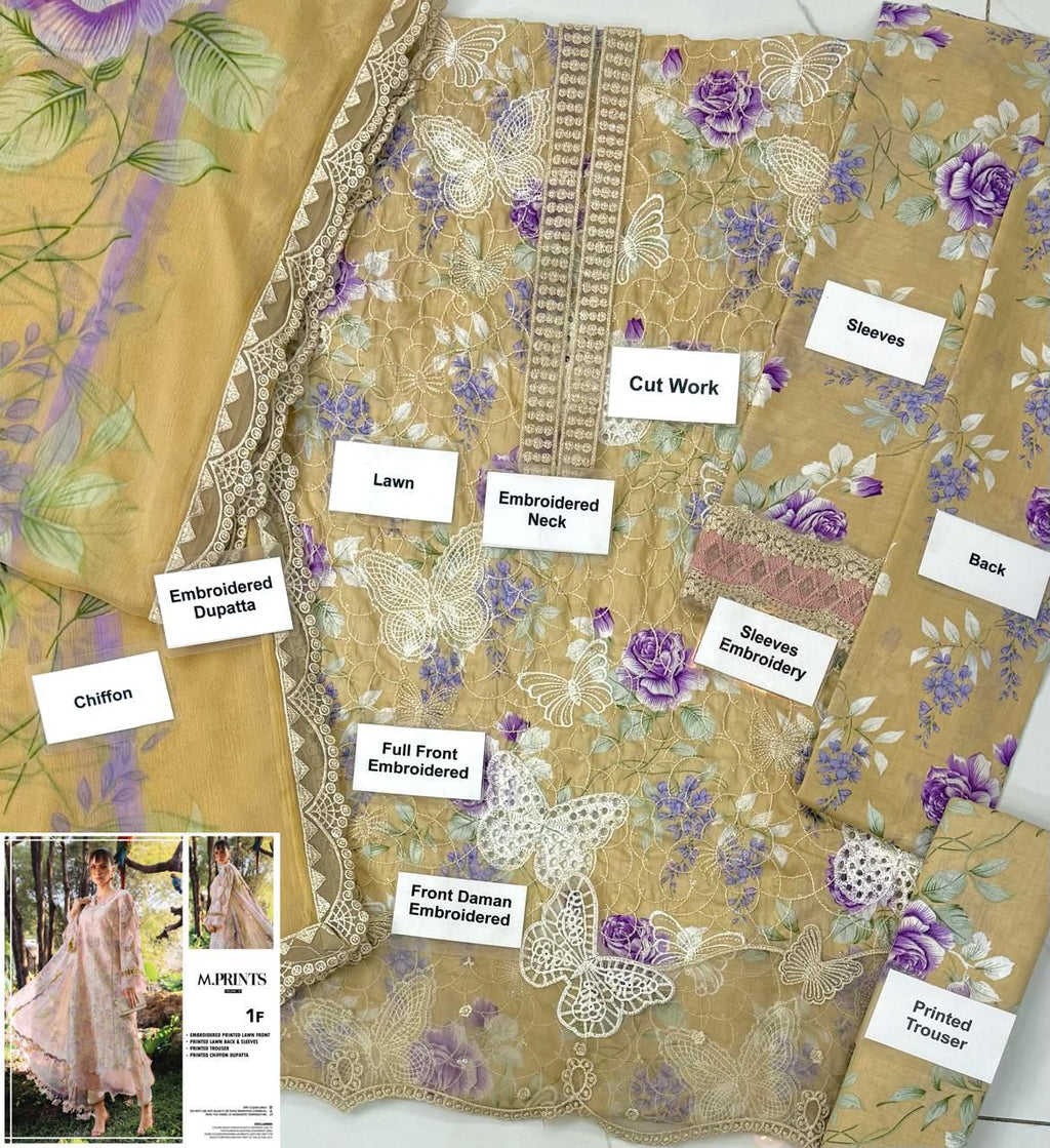 Maria B Butterfly Skin Full Printed Lawn Summer'26 Embroidered 3Piece Unstitched