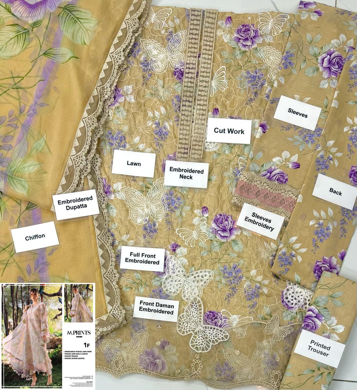 Maria B Butterfly Skin Full Printed Lawn Summer'26 Embroidered 3Piece Unstitched