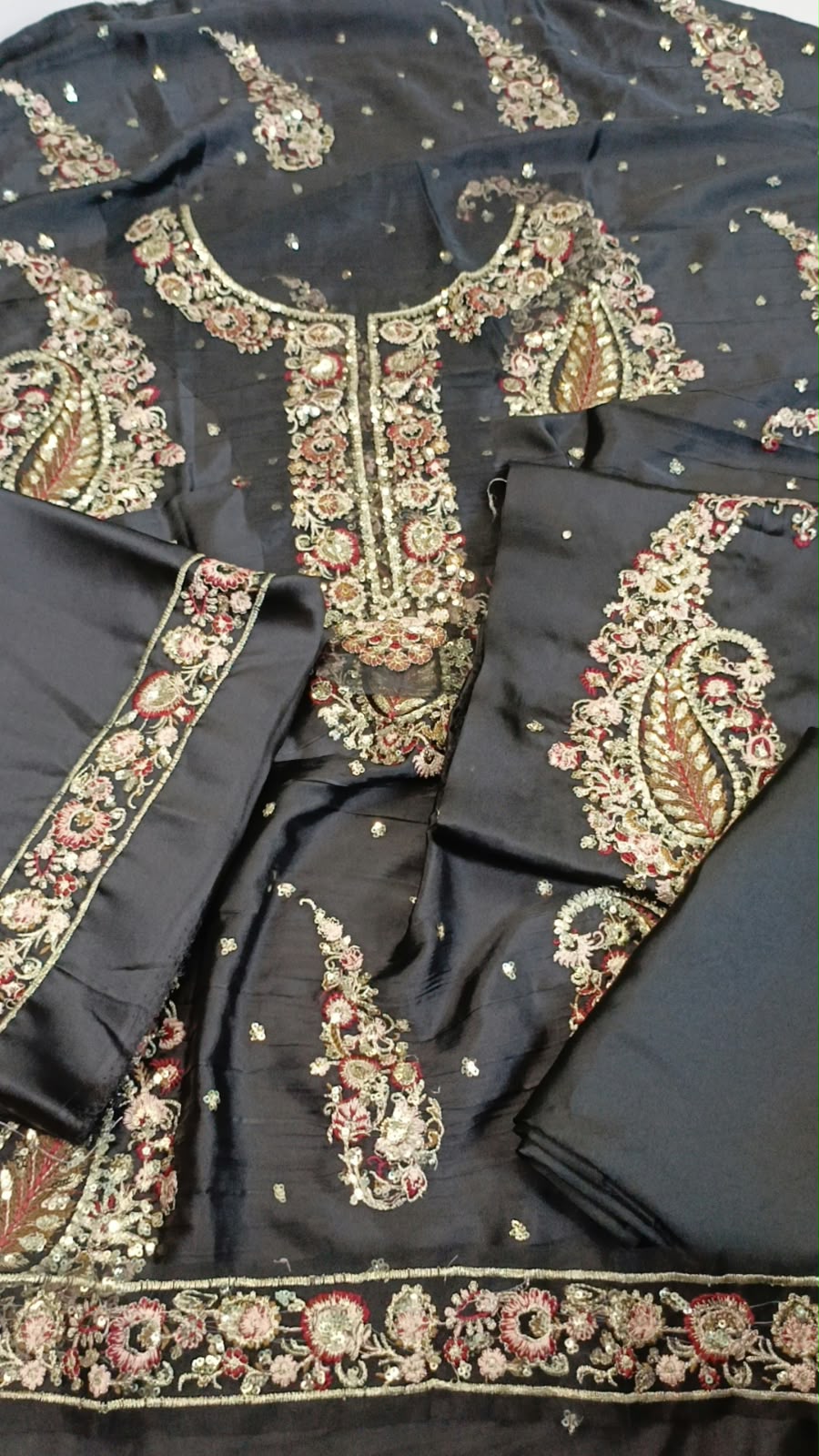 Ethinc Black New Arrival Luxury Silk Embroidery 2Piece Unstitched