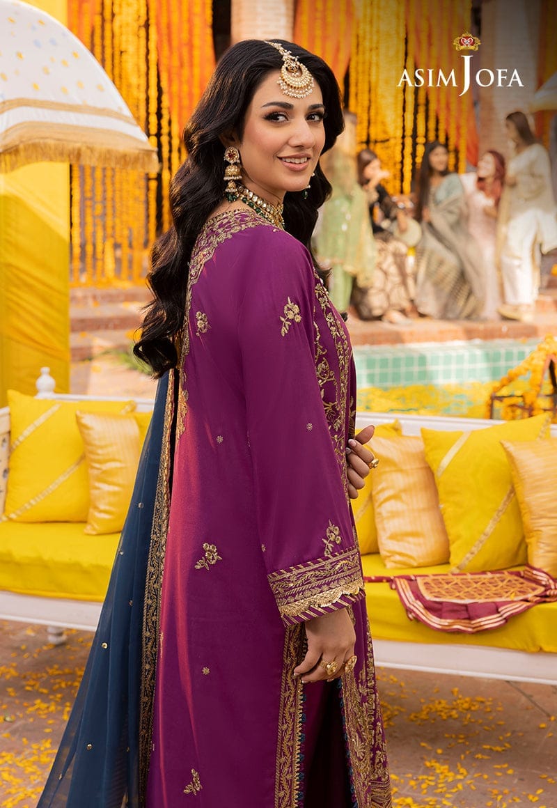 Asim Jofa Magenta Formal Collection Hand Work Chiffon Dress SC 1023