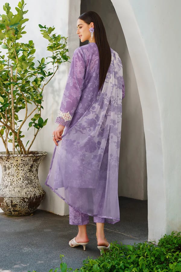 Baroque Shifle Chikankari Lilac Pure Lawn New Arrival 3pc SC 1056
