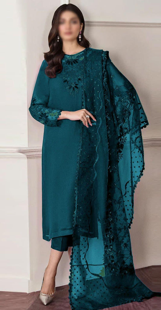 Baroque Light C Green Chiffon Formal & Party Wear Collection 4pc