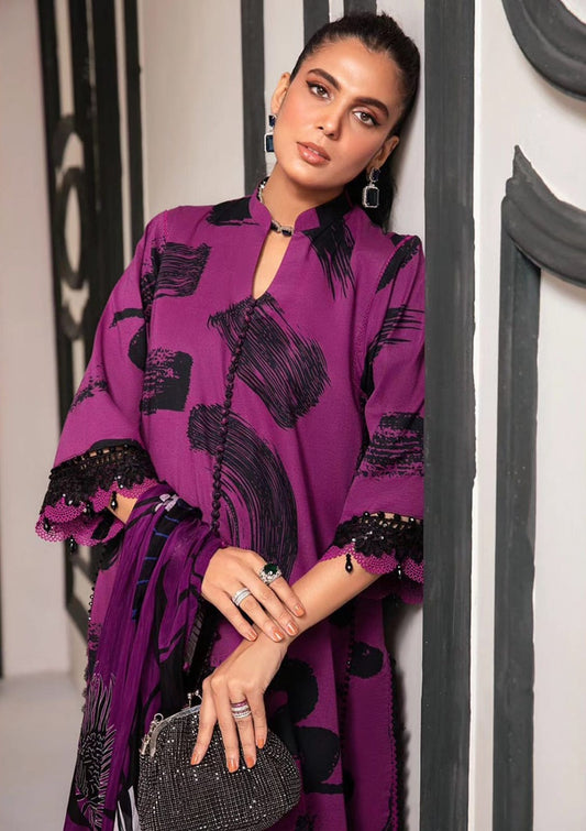 Maria B M.Print Purple Print Embroidery New Arrival 3pc