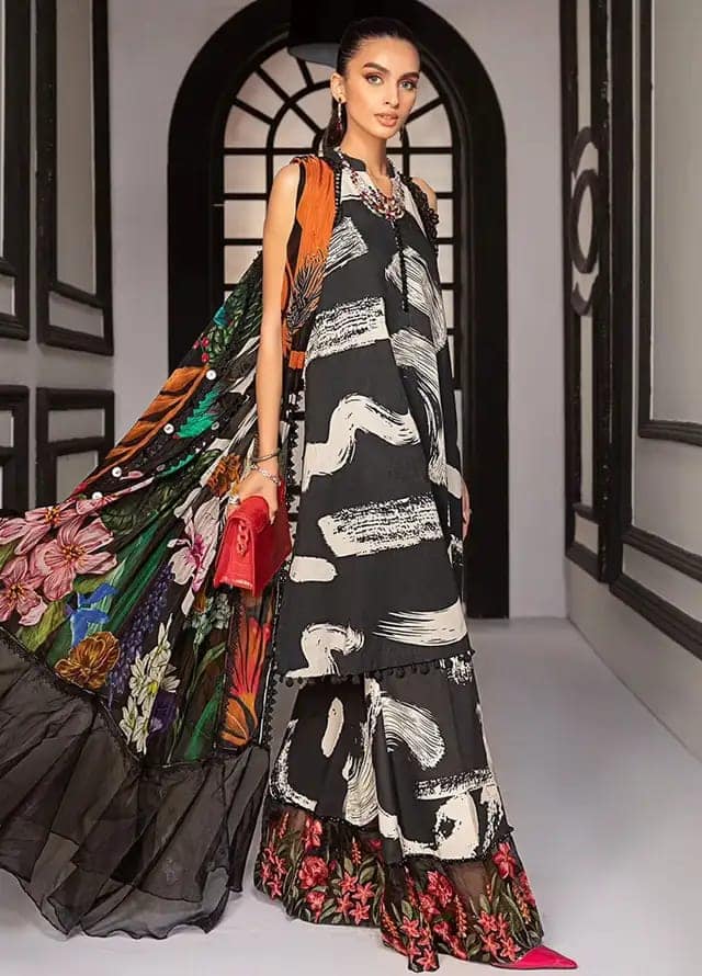 Maria B M.Print Black Print Embroidery New Arrival 3pc SC 1163