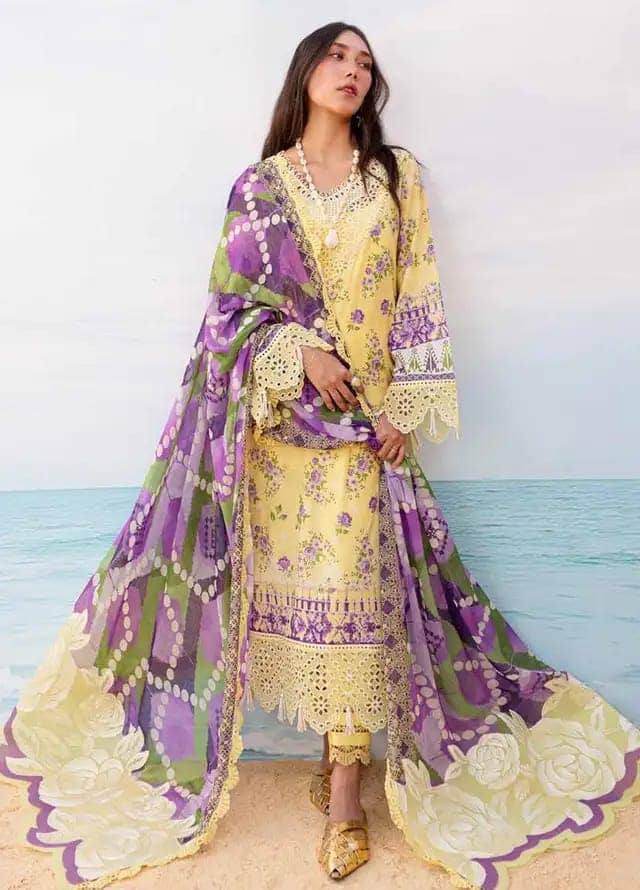 Nureh Yellow Pure Lawn Embroidery Dress Summer Collection SC 1223
