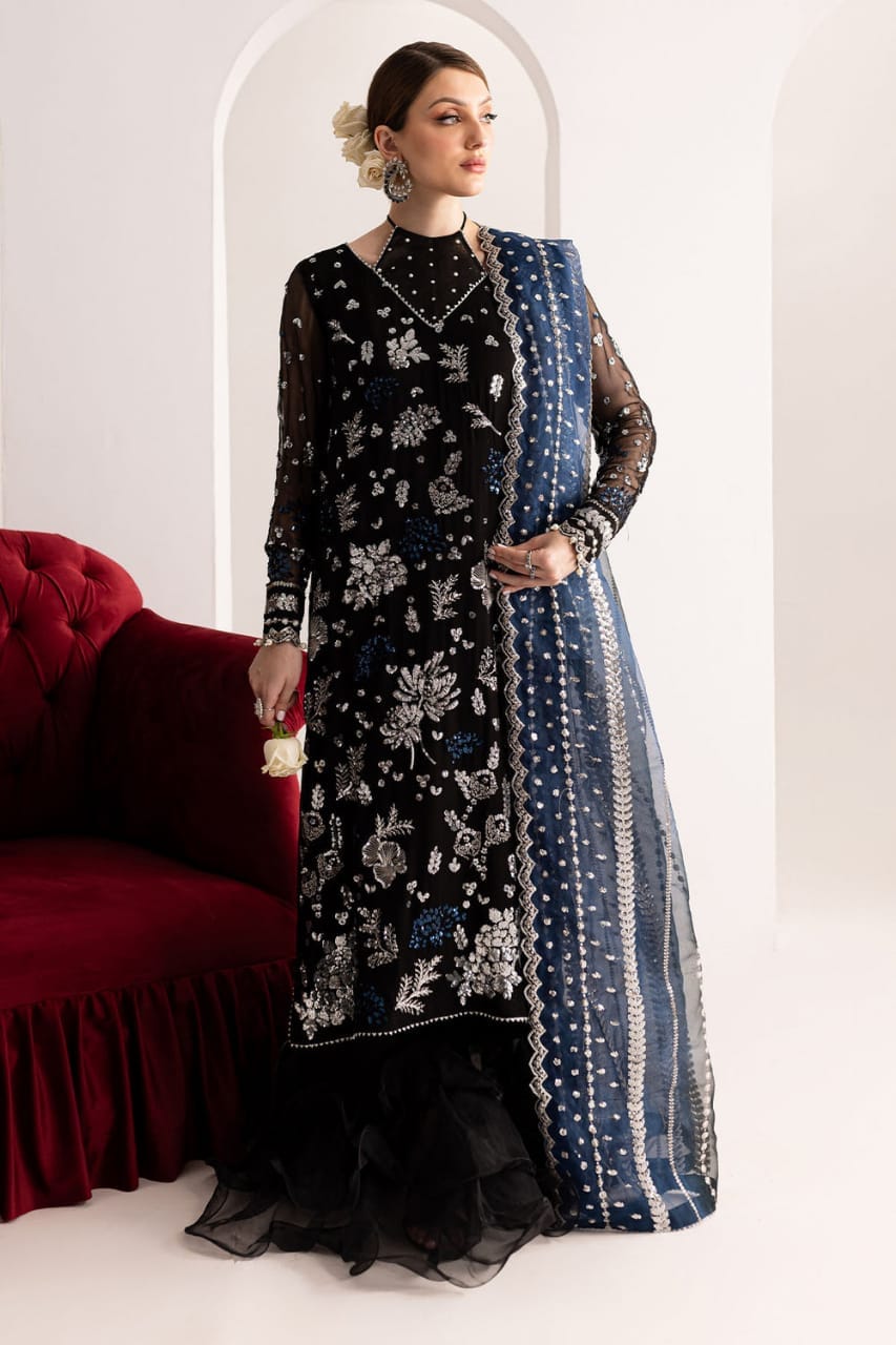 NUREH Black Chiffon Formal Collection 3pc SC 1221